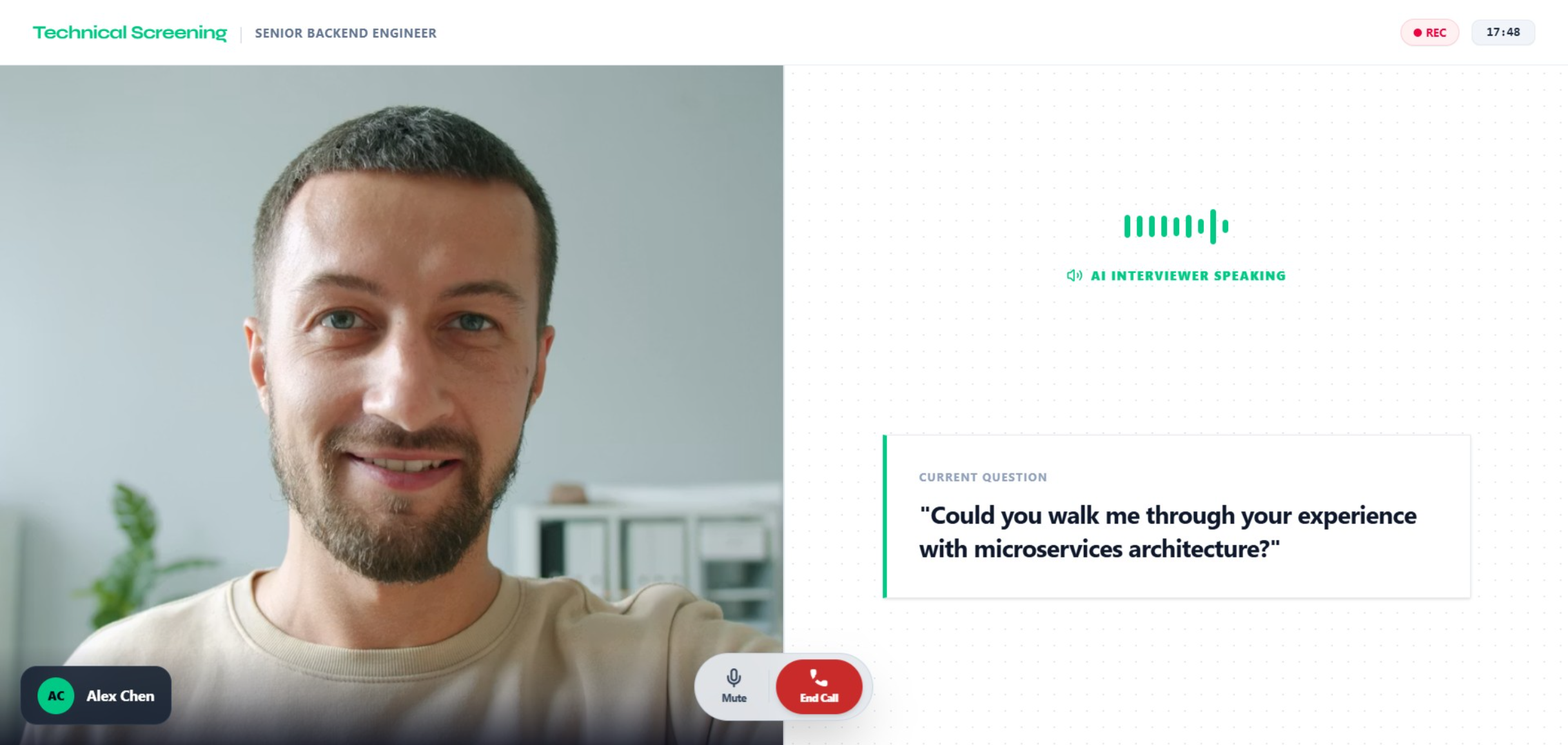 AI screens 24/7 without interviewers.